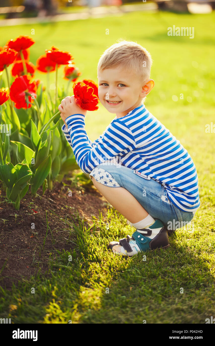 little boy flowers