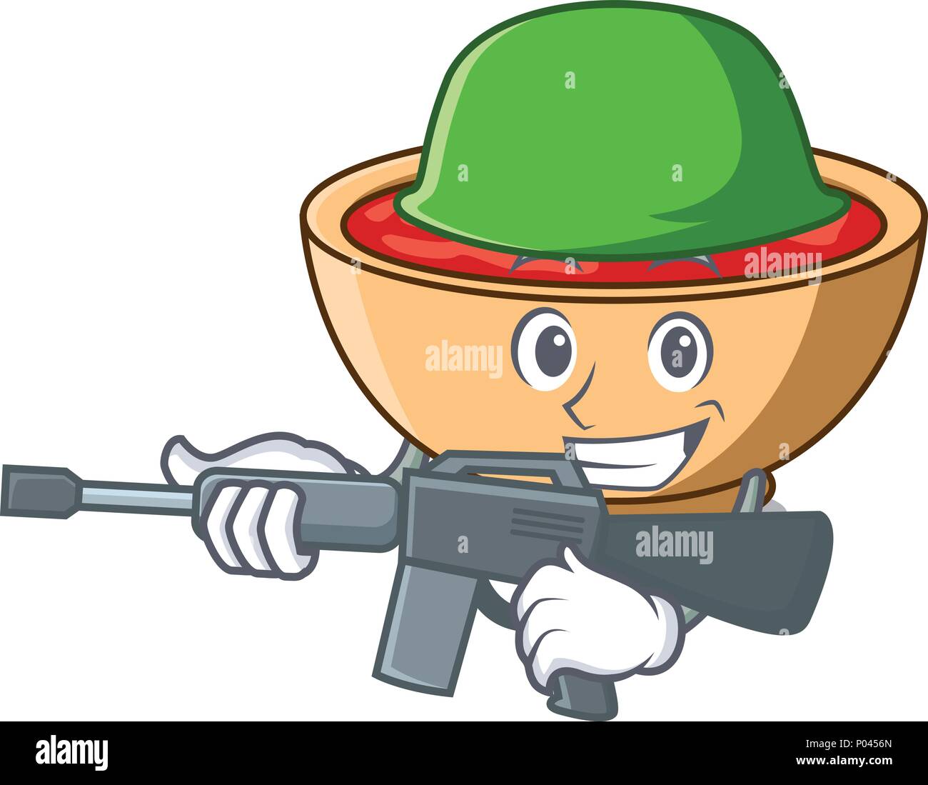 Army tomato soup character cartoon Stock Vector