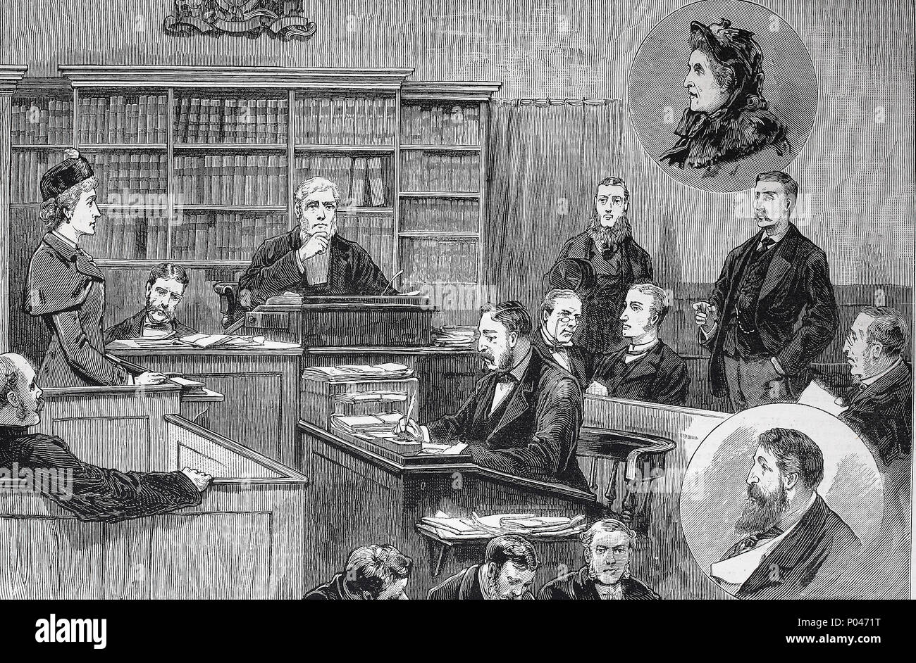 the alleged spiritualistic frauds: sketch at Bow Street Police Court, digital improved reproduction of an original print from the year 1881 Stock Photo