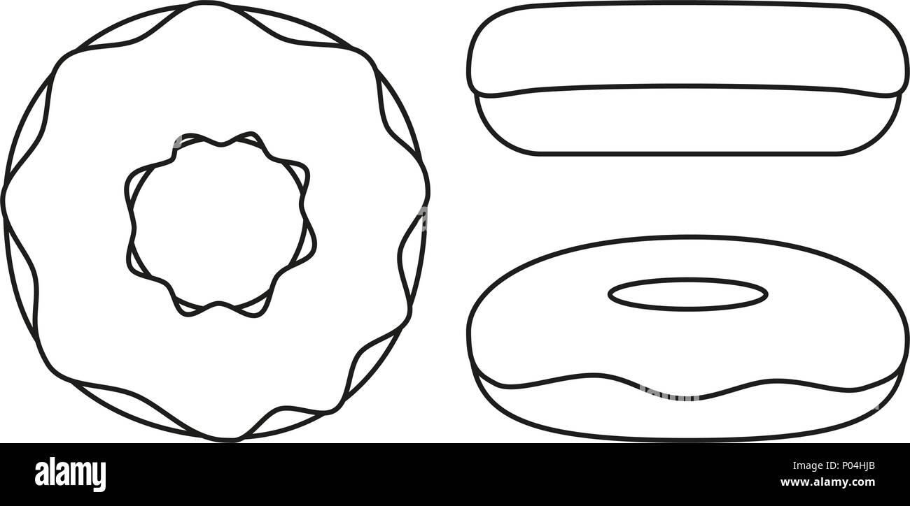 Line art black and white donut set Stock Vector Image & Art Alamy