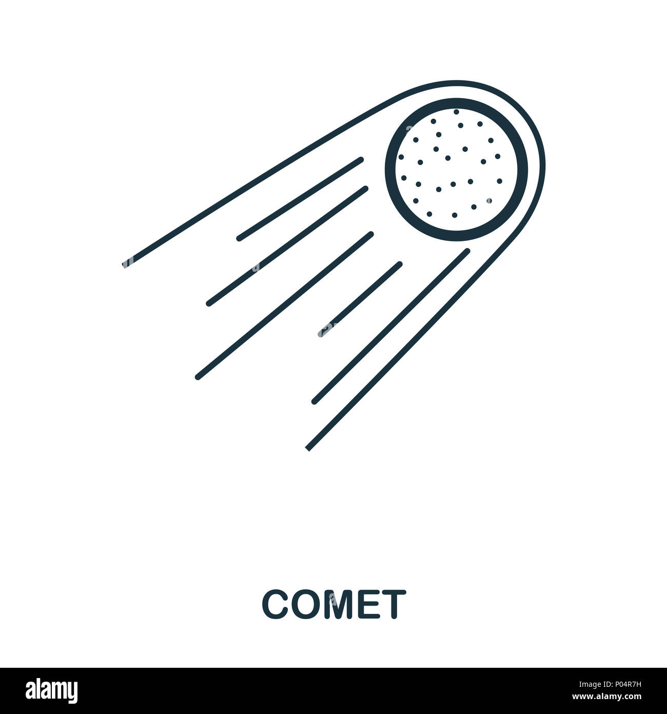 Comet icon. Flat style icon design. UI. Illustration of comet icon. Pictogram isolated on white. Ready to use in web design, apps, software, print. Stock Photo