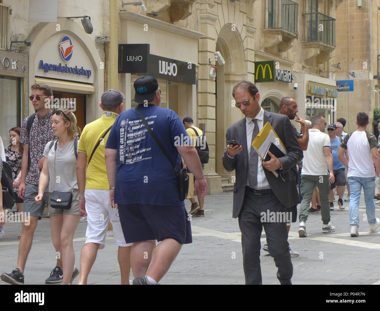 People in Valletta Stock Photo