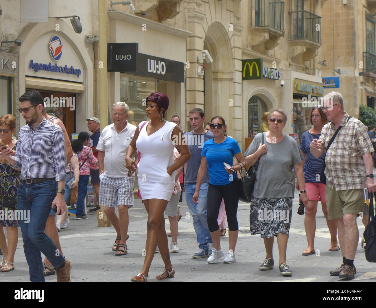People in Valletta Stock Photo