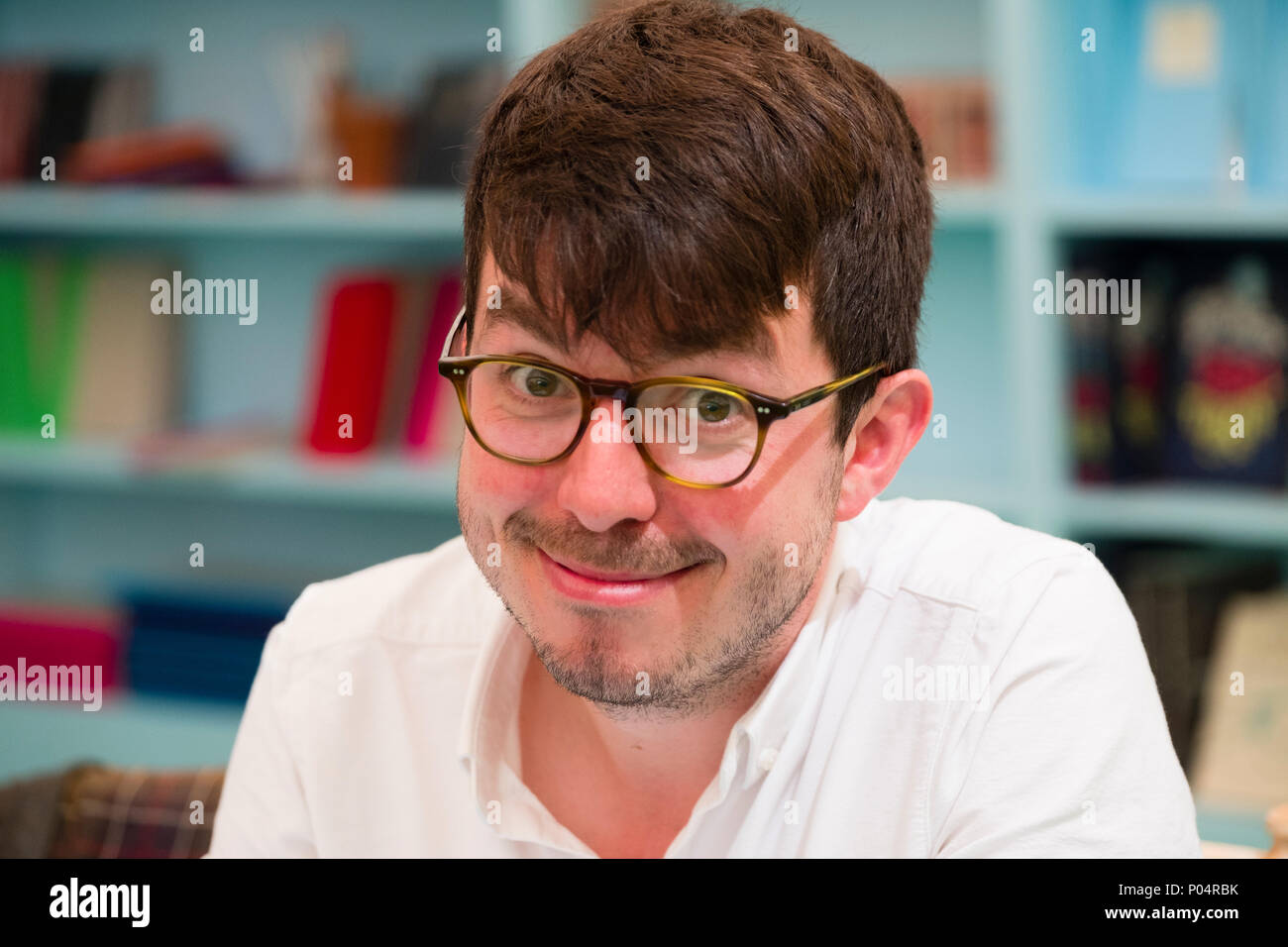 Ross Montgomery - author, novelist, writer of books for children, at the Hay Festival  of Literature and the Arts, May 2018 Stock Photo