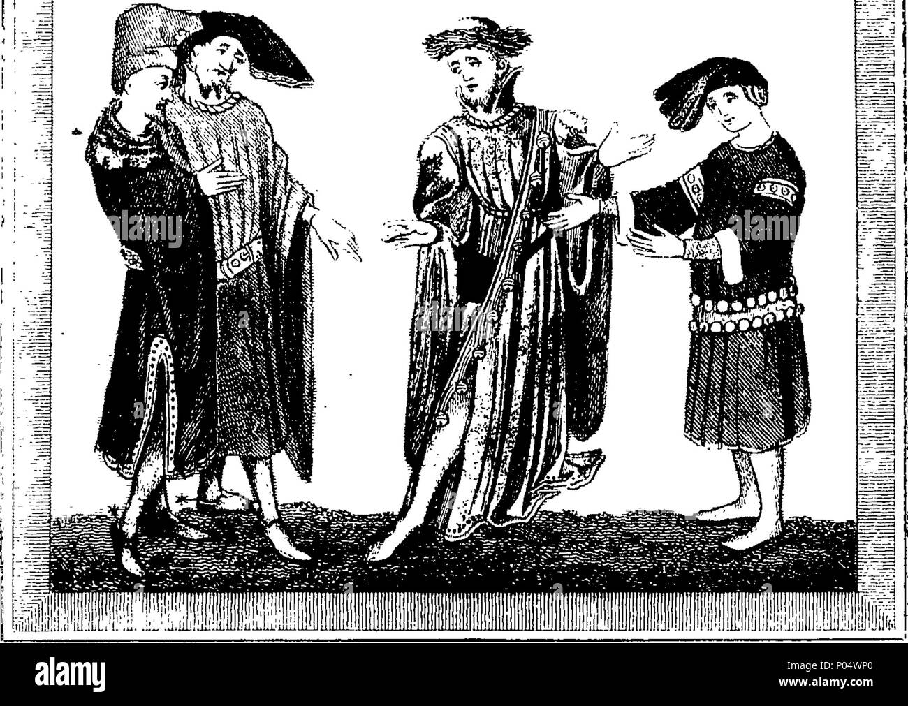 . English: Fleuron from book: A complete view of the dress and habits of the people of England, from the establishment of the Saxons in Britain to the present time, illustrated by engravings Taken from the Most Authentic Remains of Antiquity. To which is Prefixed an Introduction, Containing a General Description of the Ancient Habits in Use Among Mankind, from the Earliest Period of Time, to the Conclusion of the Seventh Century. By Joseph Strutt. ... 71 A complete view of the dress and habits of the people of England Fleuron T102863-16 Stock Photo