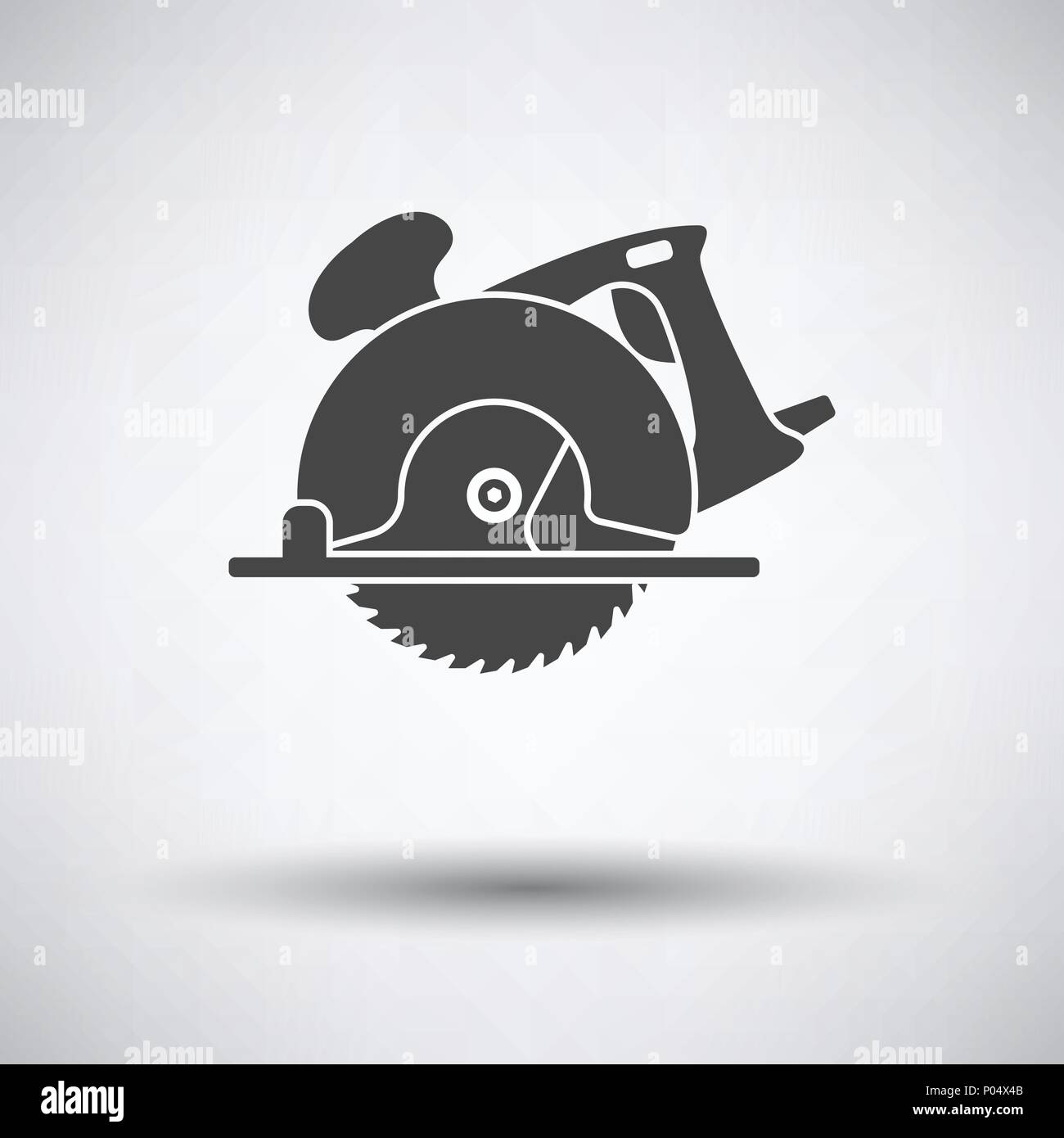Circular saw icon on gray background, round shadow. Vector illustration ...