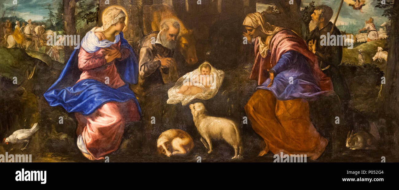 The Nativity, Jacopo Tintoretto, 1550's, Museum of Fine Arts, Boston, Mass, USA, North America Stock Photo