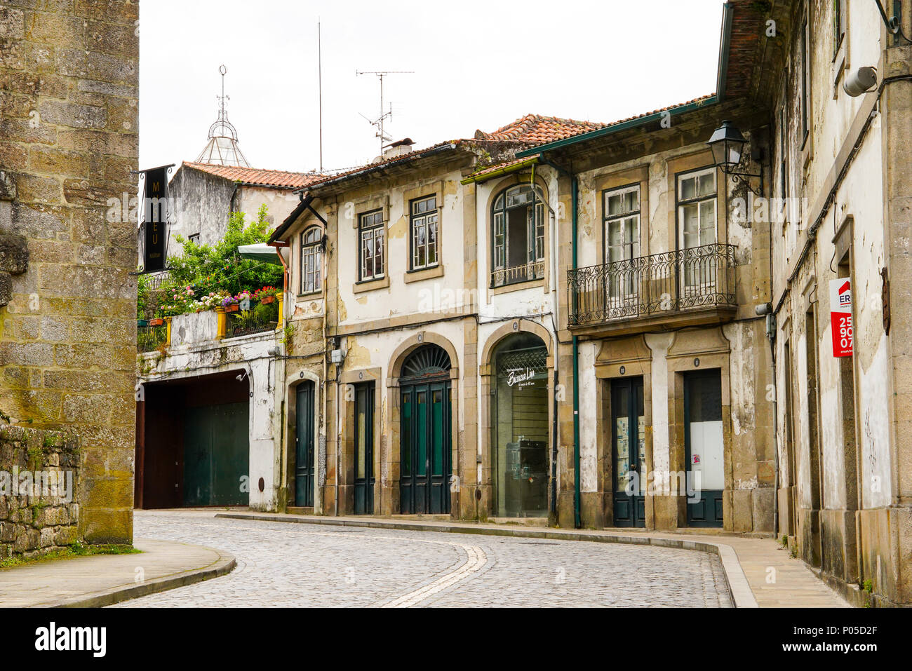 Street in Old Town Ponte de Lima, Minho Province, Portugal. Stock Photo