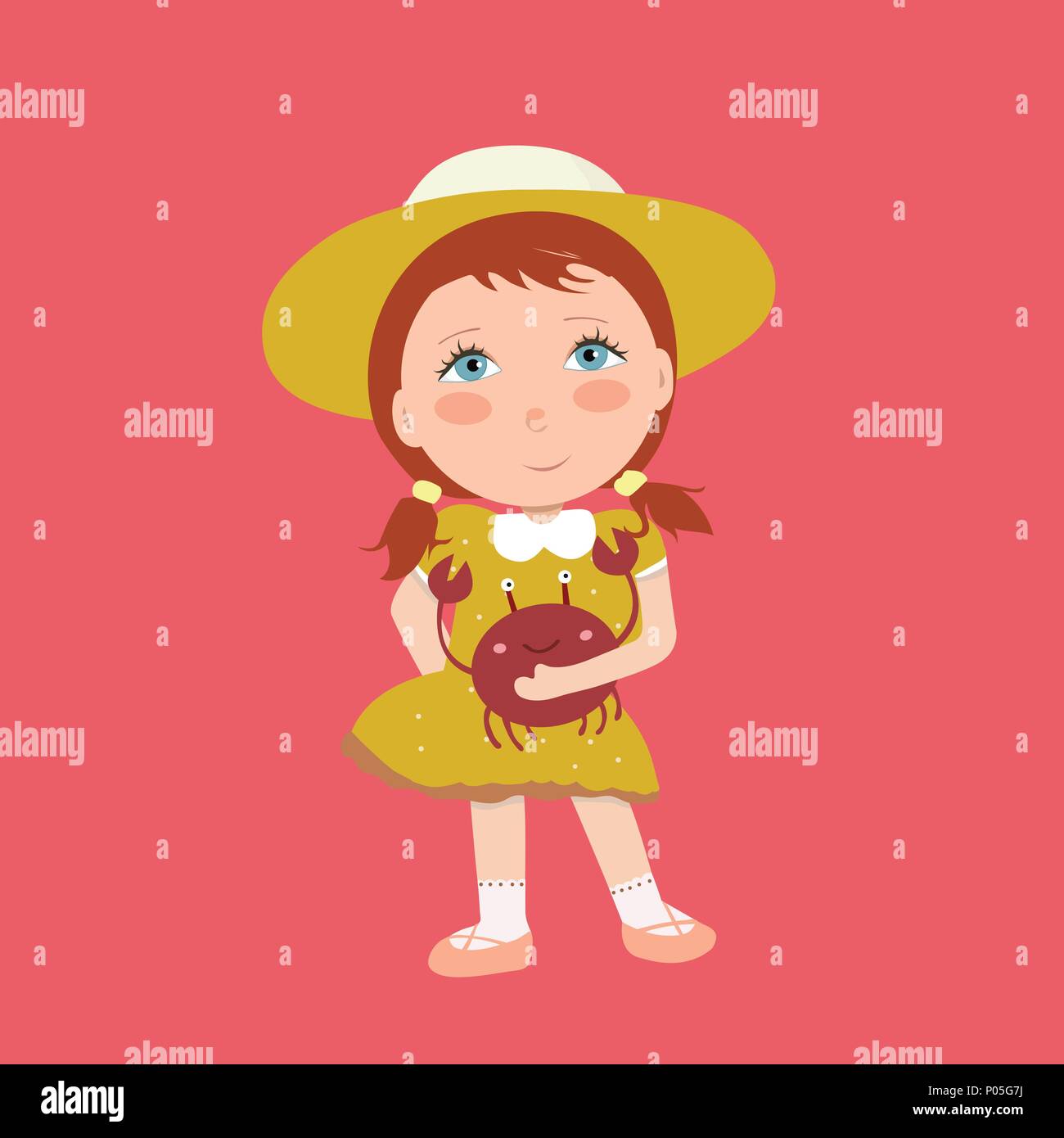 Cute girl vector illustration. Stock Vector