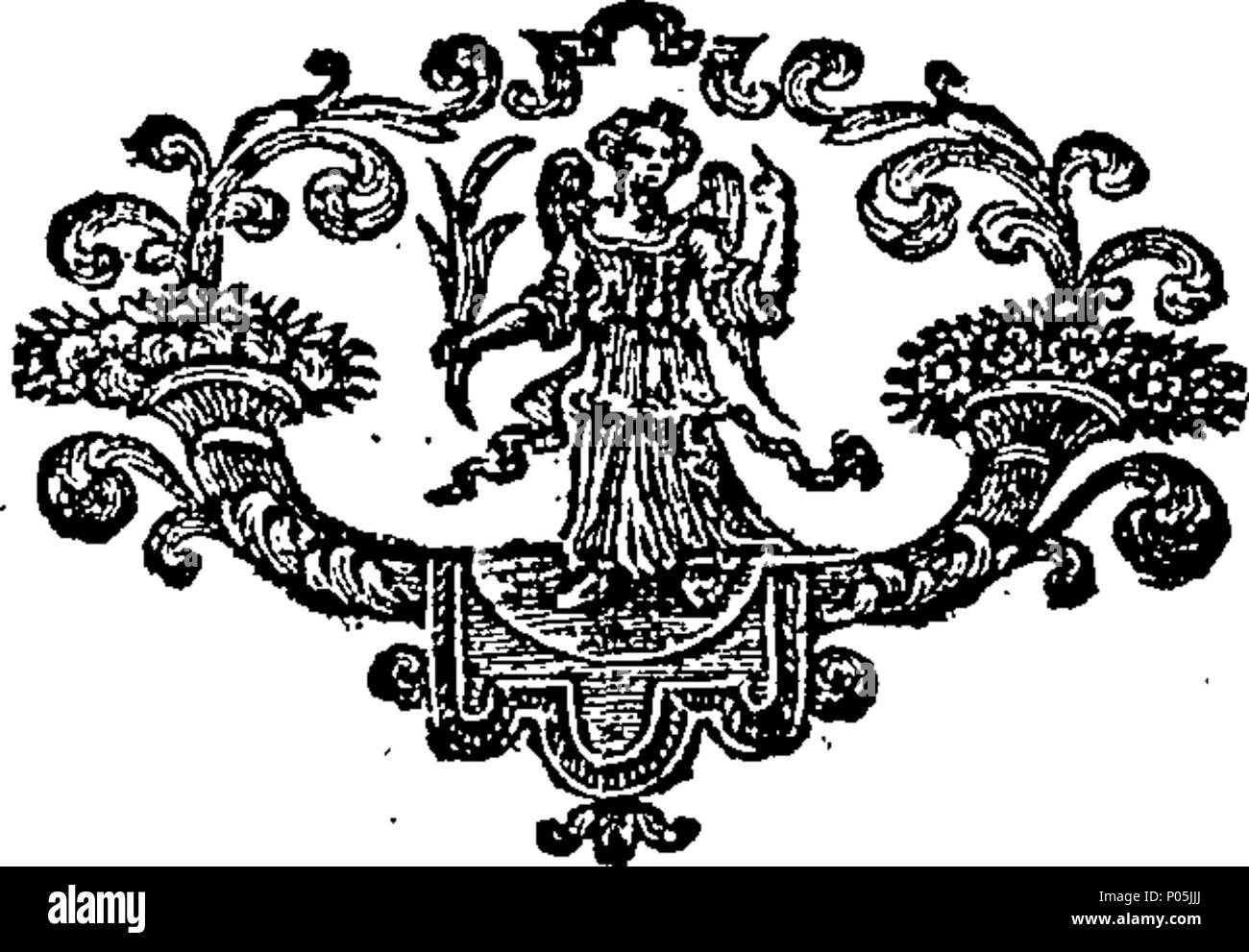 . English: Fleuron from book: A discourse (never before published) on the experimental part of religion: shewing the great danger of trusting to our works for justification. A short and plain way to Heaven. Published purely for the good of Souls. With two hymns. And also thoughts on the Happiness and Misery of a Wicked and a Good Man Upon their Death-Beds; with their Supposed Joy and Torments in the World to come. By Eloquentiae Candidatus. 90 A discourse (never before published) on the experimental part of religion- shewing the great danger of trusting to our works for justification Fleuron T Stock Photo