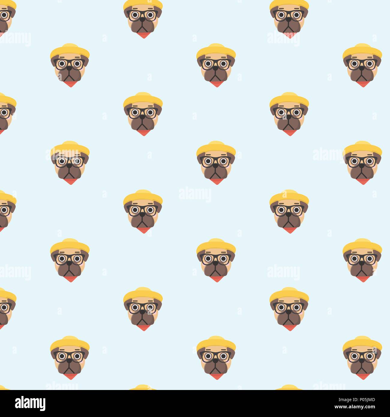 Seamless vector pattern with pug Stock Vector Image & Art - Alamy