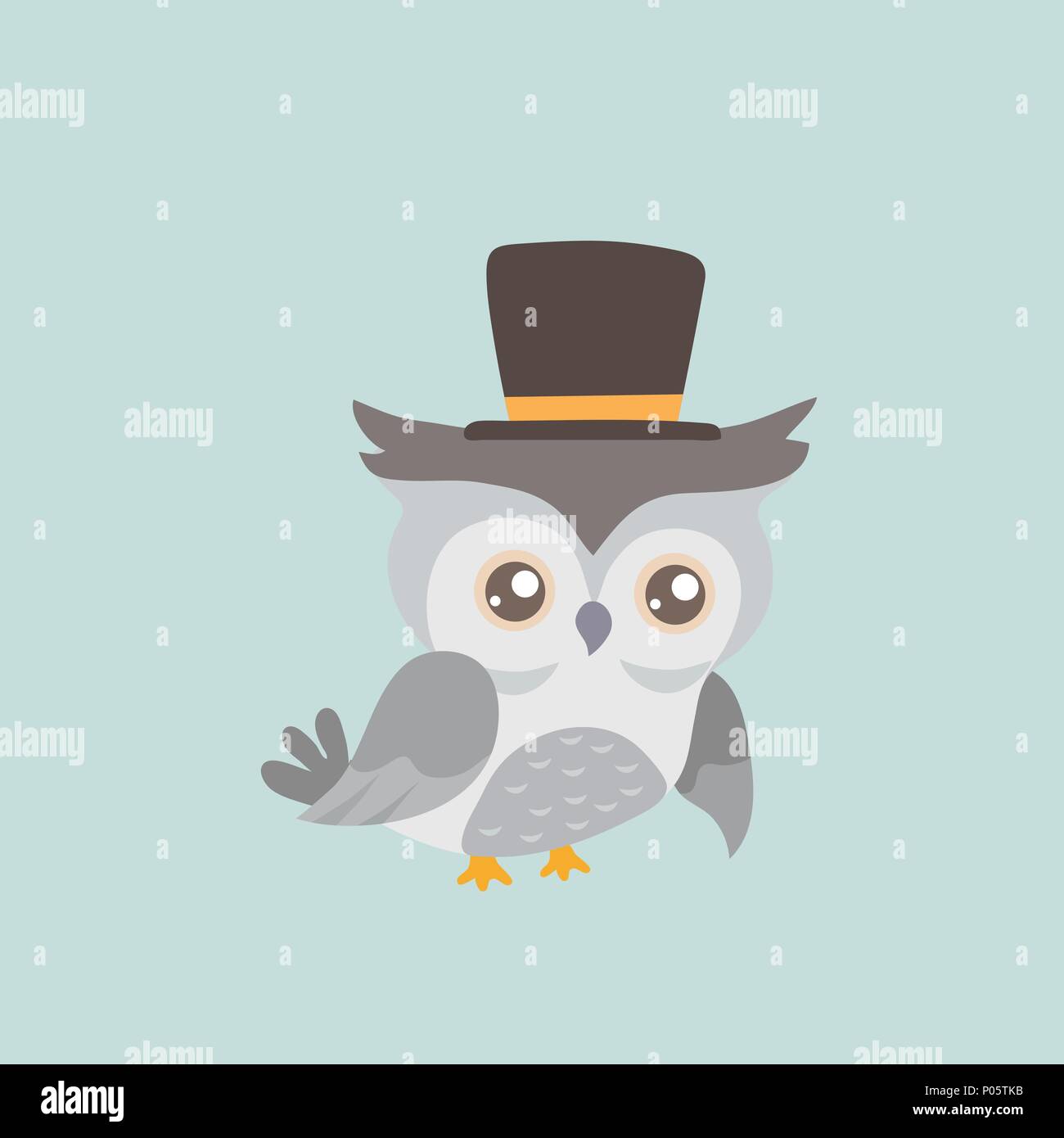 Cute cartoon owl in a hat. Stock Vector