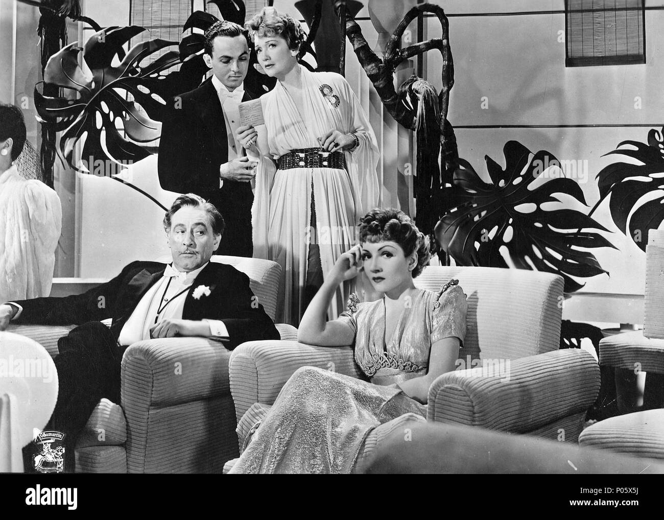 Original Film Title: MIDNIGHT.  English Title: MIDNIGHT.  Film Director: MITCHELL LEISEN.  Year: 1939.  Stars: CLAUDETTE COLBERT; JOHN BARRYMORE; HEDDA HOPPER. Credit: PARAMOUNT PICTURES / Album Stock Photo