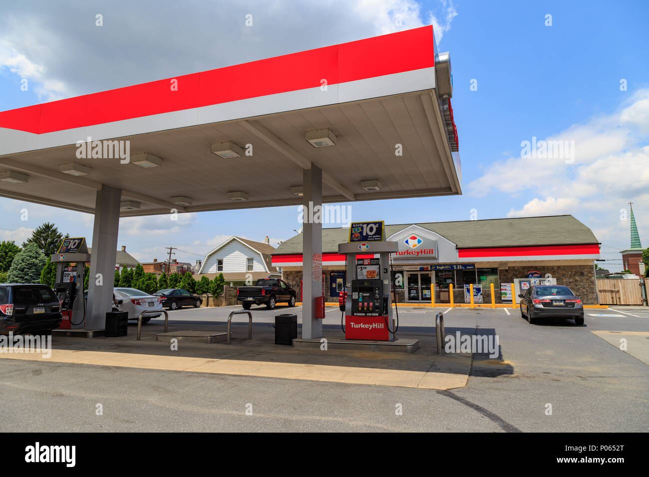 Wrightsville, PA, USA June 7, 2018 The fuel pumps at a Turkey Hill