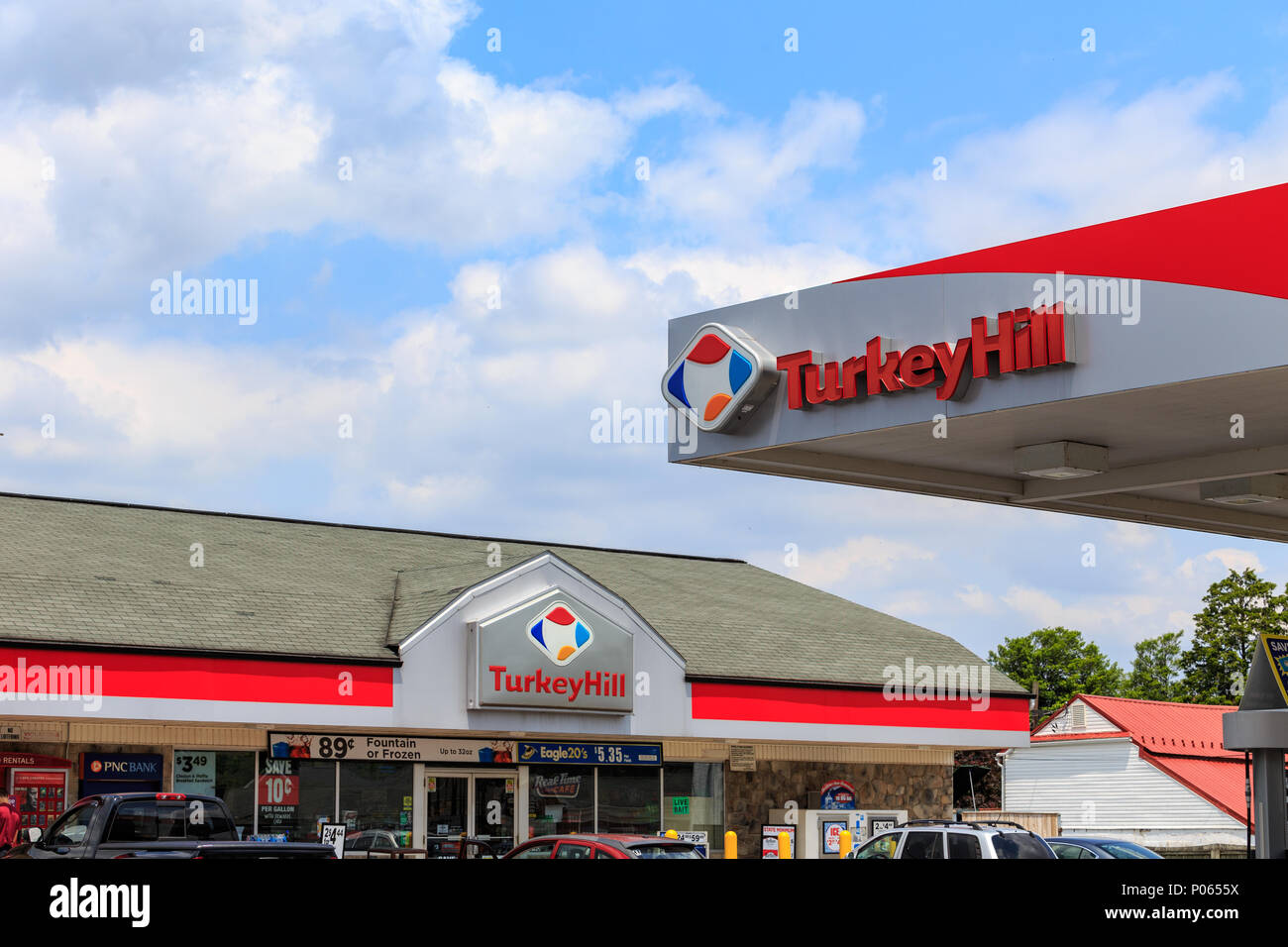 Wrightsville, PA, USA June 7, 2018 The exterior sign of Turkey Hill