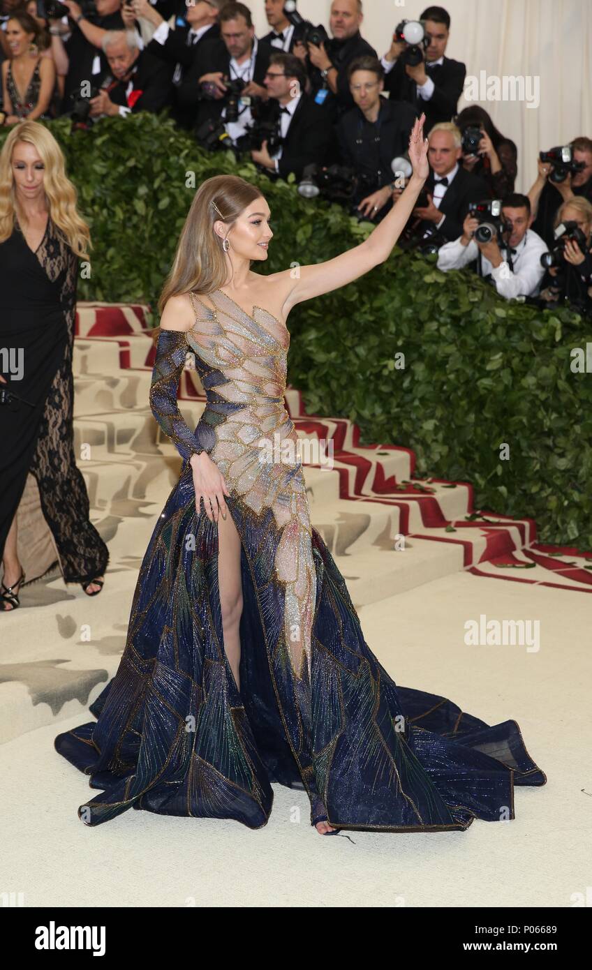 the Heavenly Bodies: Fashion & The Catholic Imagination Costume Institute  Gala at Metropolitan Museum of Art on May 7, 2018 in New York City  Featuring: Gigi Hadid Where: New York, New York,