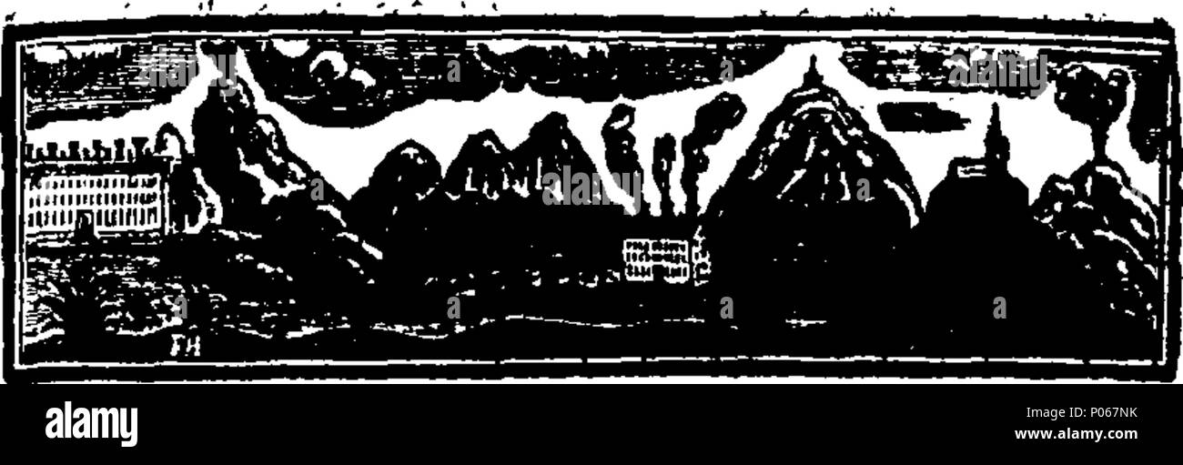 . English: Fleuron from book: A dissuasive from party and religious animosities. Containing, I. An Account of the Progress and Effects of our Religious Differences from the Reign of James I. to the Revolution; with Reflections on Them. II. Reasons against the Repeal of the Corporation and Test acts: Shewing, That it is not consistent with Liberty and our Constitution. III. Remarks on the Answer to the Country-Parson's Plea: In which, The Opposition of the Clergy to the late Tythe-Bill is vindicated: And the great Preference of Decisions by Juries before Those by Justices, and the Danger arisin Stock Photo