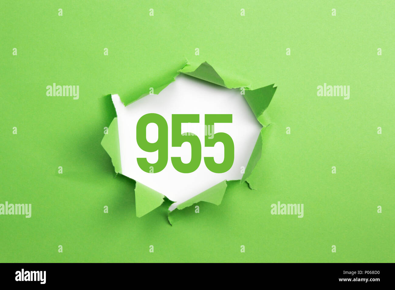 Green Number 955 on green paper background Stock Photo - Alamy