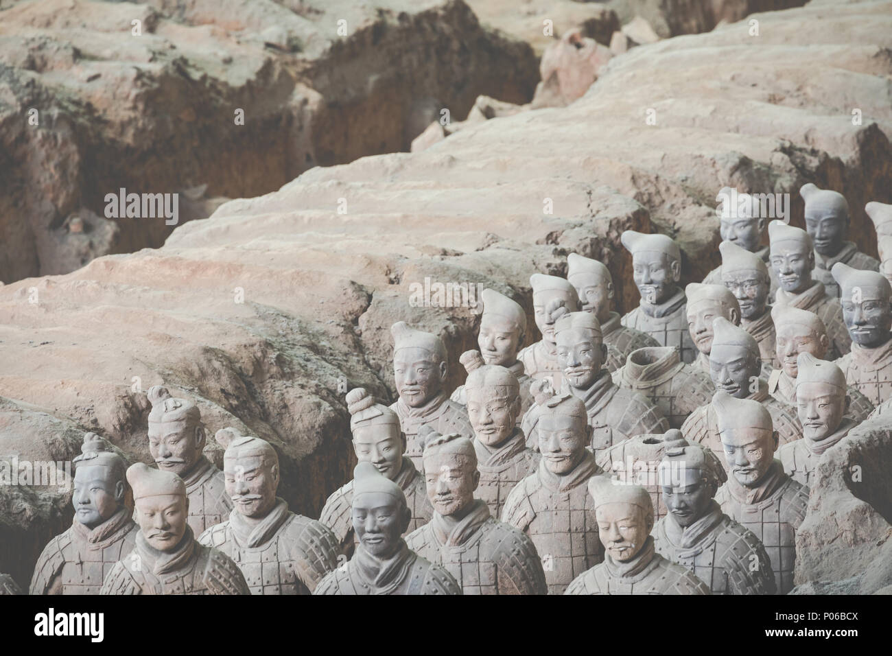 XIAN, CHINA - MAY 24, 2018: The Terracotta Army warriors at the tomb of China’s First Emperor in Xian. Unesco World Heritage site. Stock Photo