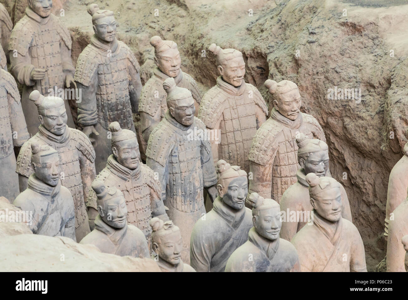 XIAN, CHINA - MAY 24, 2018: The Terracotta Army warriors at the tomb of China’s First Emperor in Xian. Unesco World Heritage site. Stock Photo