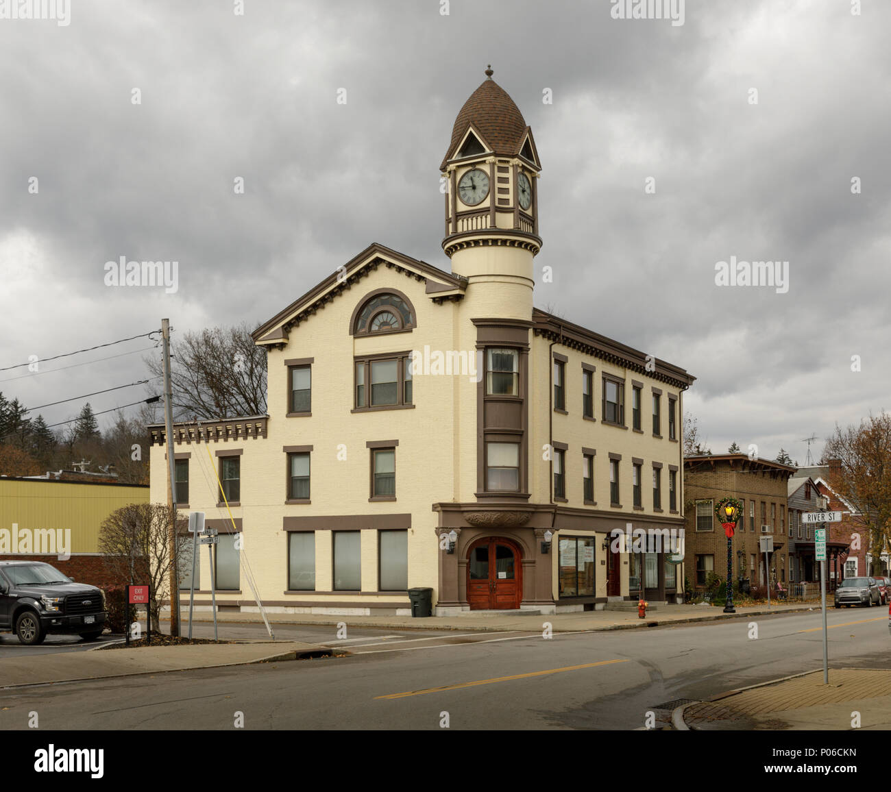 Clock tower, Fort Plain, New York State Stock Photo Alamy