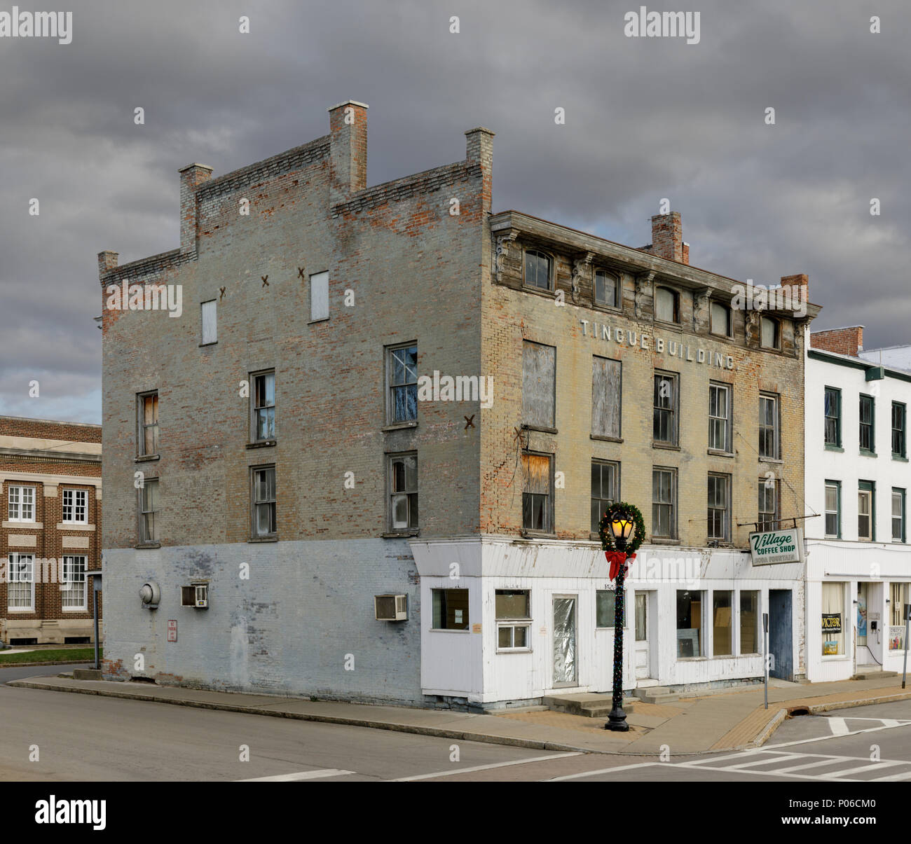 A handsome Federal style building in disrepair, Fort Plain, New York State Stock Photo Alamy
