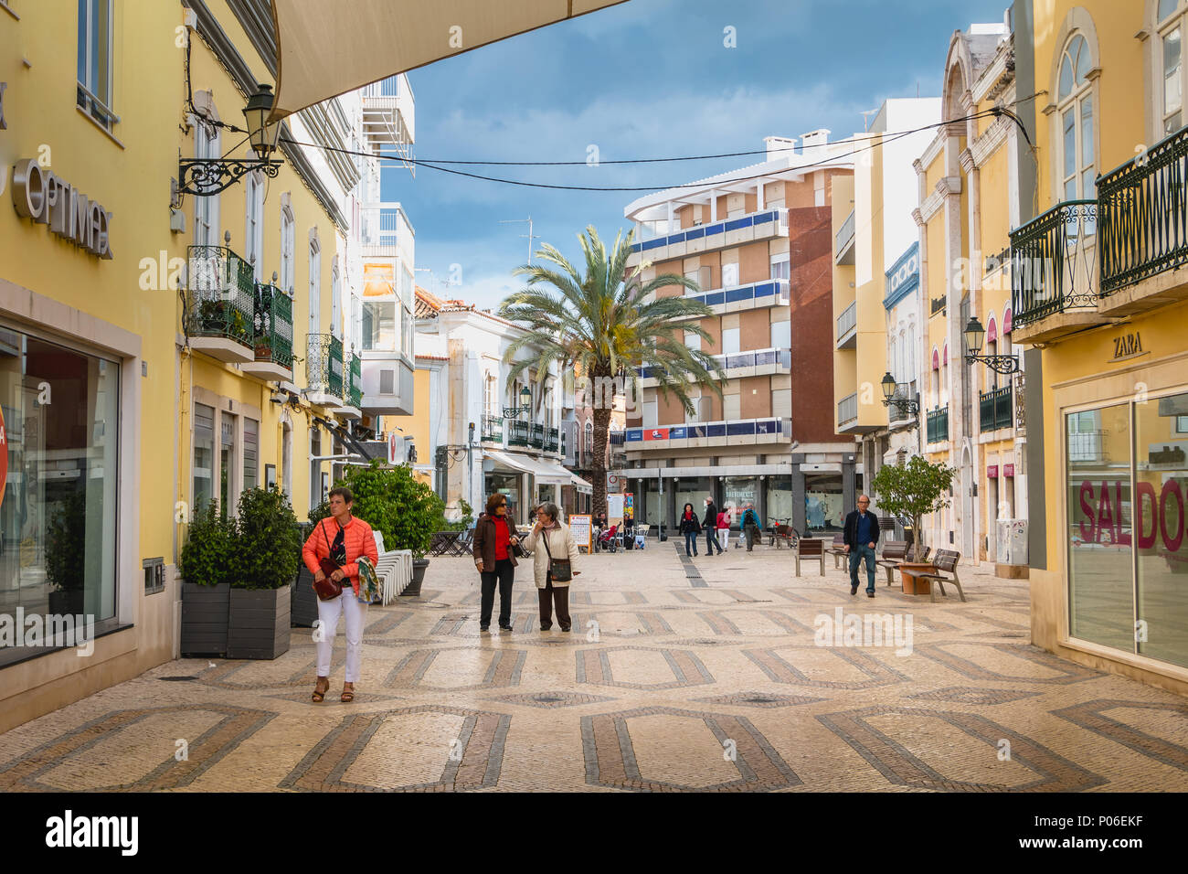 Faro, Portugal - May 1, 2018: Street atmosphere in the pedestrian streets  of the city where people walk a spring day Stock Photo - Alamy