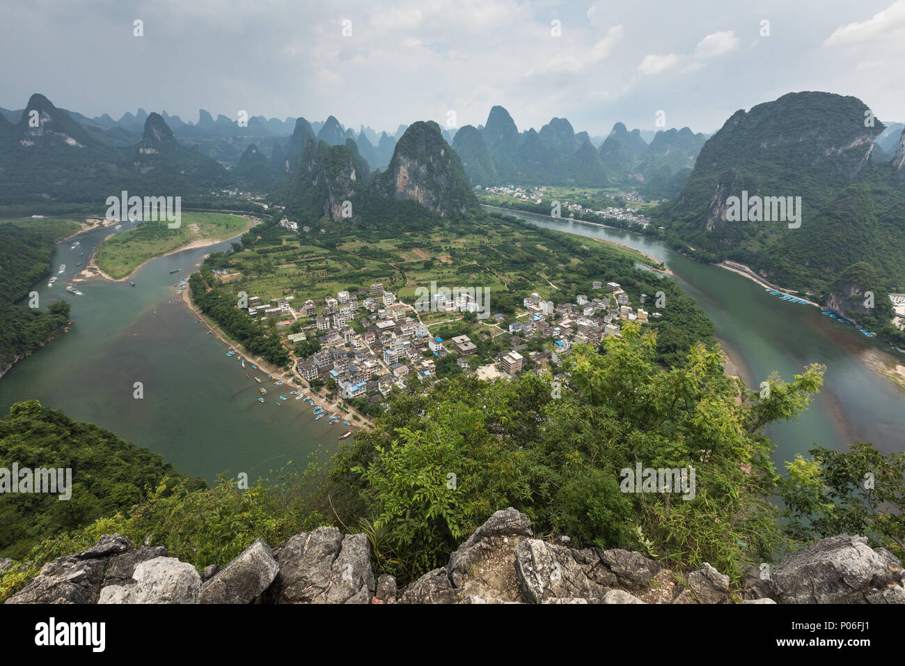 Landscape Of Guilin Li River And Karst Mountains Located Near The Ancient Town Of Xingping Yangshuo Guilin Guangxi China Stock Photo Alamy