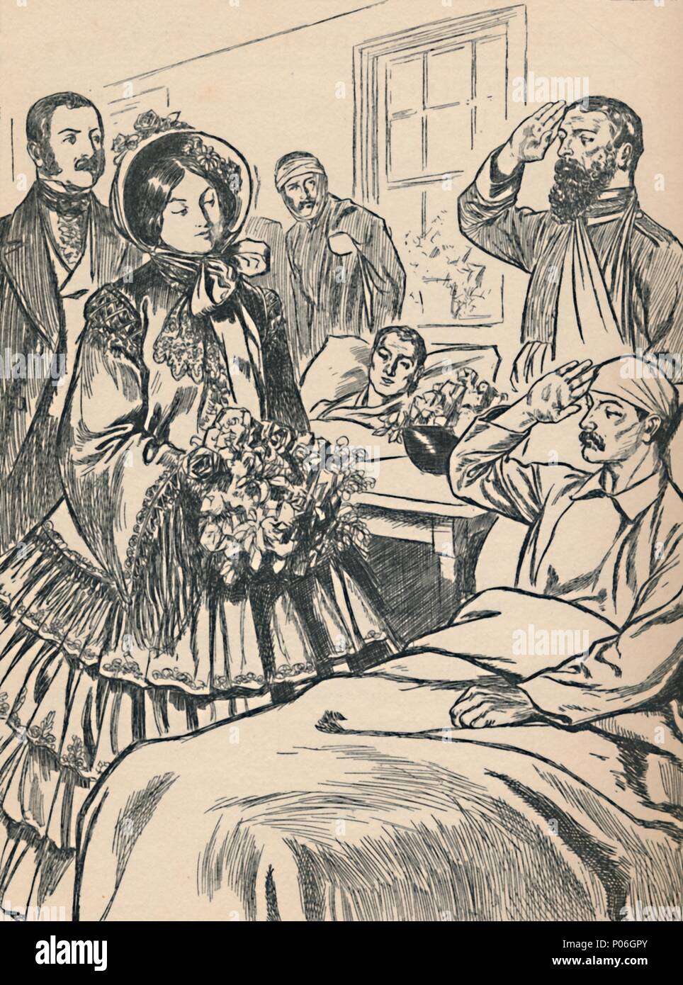 'Queen Victoria Visits Her Wounded Soldiers', c1907. Artist: Unknown. Stock Photo