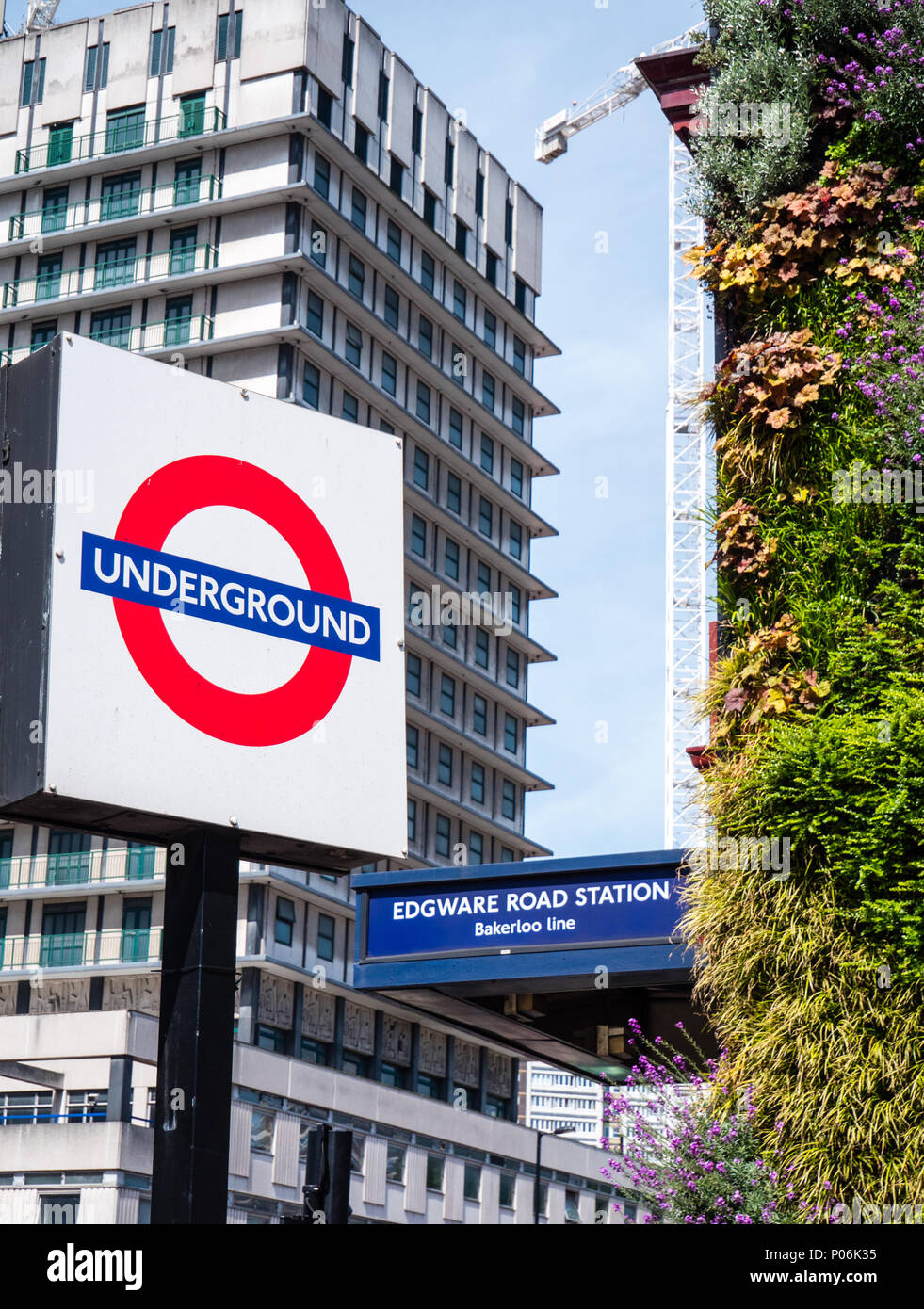Edgware Road London Underground Station, With Green Wall to Reduce Air