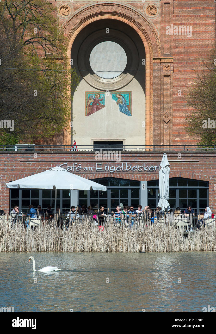 Berlin, Germany, Guests at Cafe am Engelbecken Stock Photo