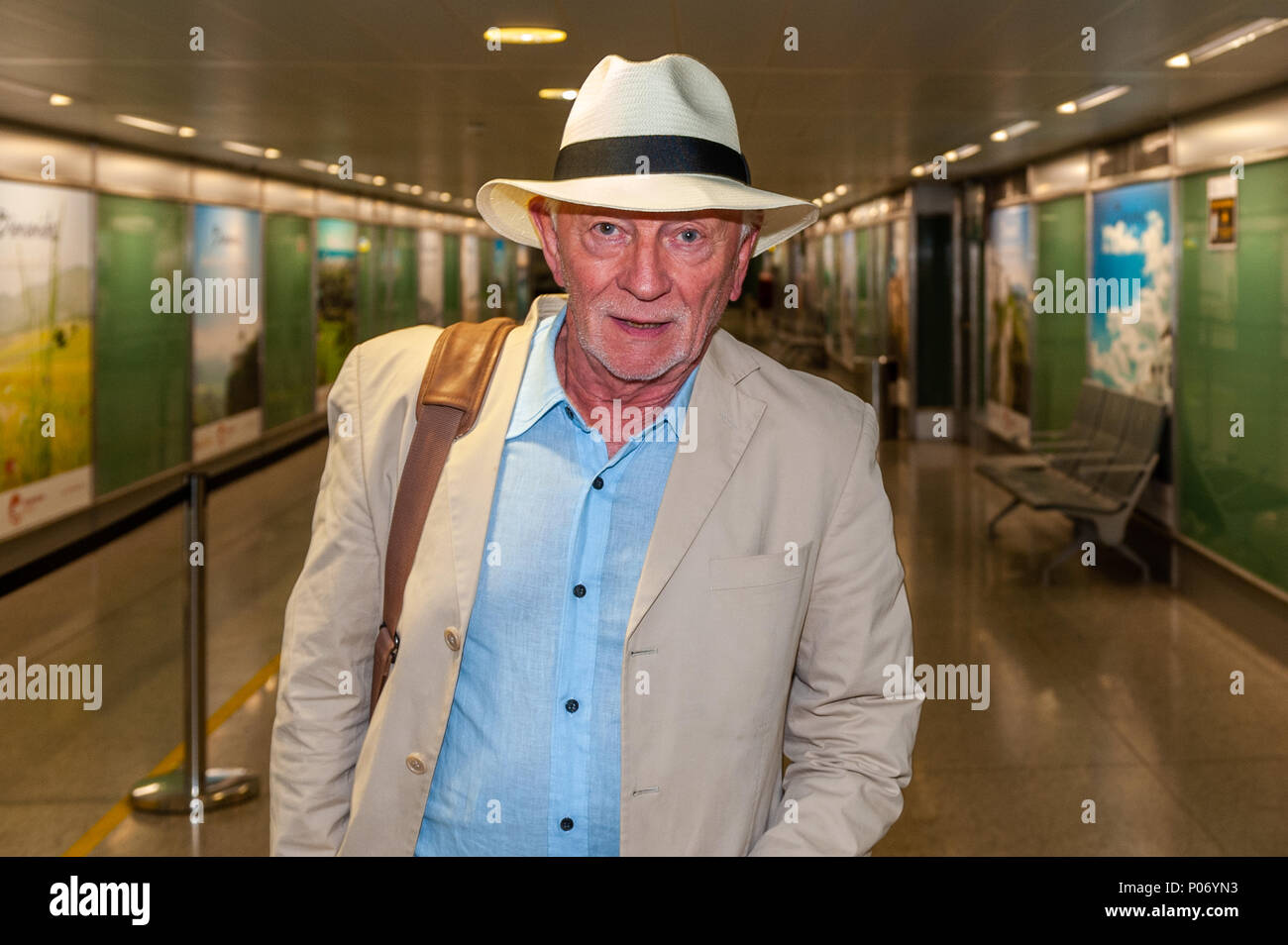 Malaga, Spain. 8th June, 2018. Irish musician, songwriter and record producer Phil Coulter is pictured at Malaga Airport after disembarking a flight from Cork, Ireland. Credit: Andy Gibson/Alamy Live News. Stock Photo