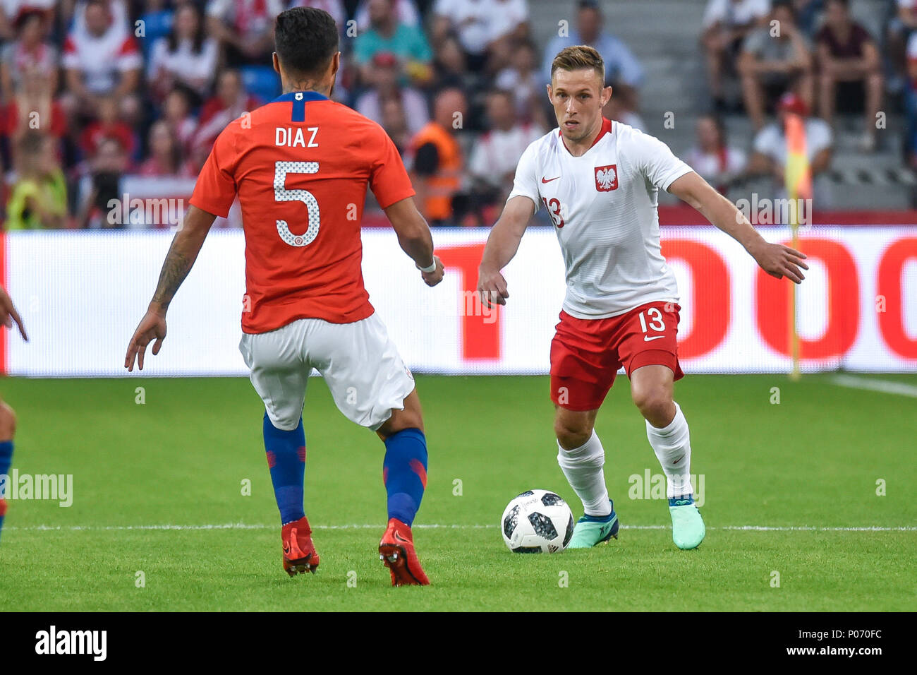 Poznan, Poland. 8th June, 2018. International Football friendly match: Poland v Chile 2:2. In action Maciej Rybus © Piotr Dziurman/Alamy Live News Stock Photo