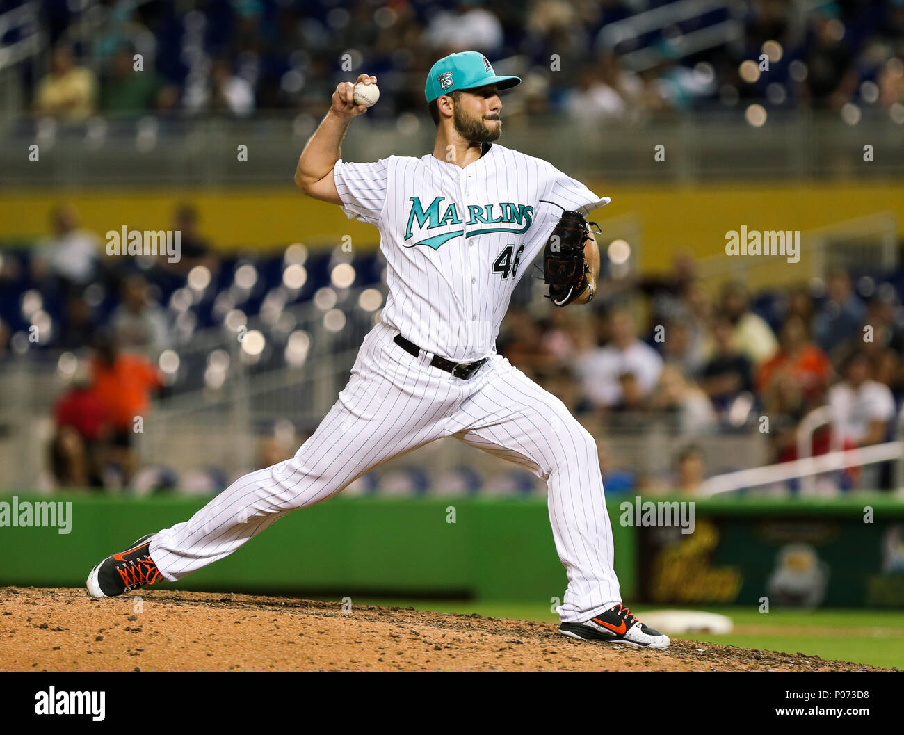 Miami Marlins Kyle Barraclough (46) during a game against the San Francisco  Giants on April 24, 2016 at AT&T Park in San Francisco, CA. The Marlins  beat the Giants 5-4.(Rob Holt via