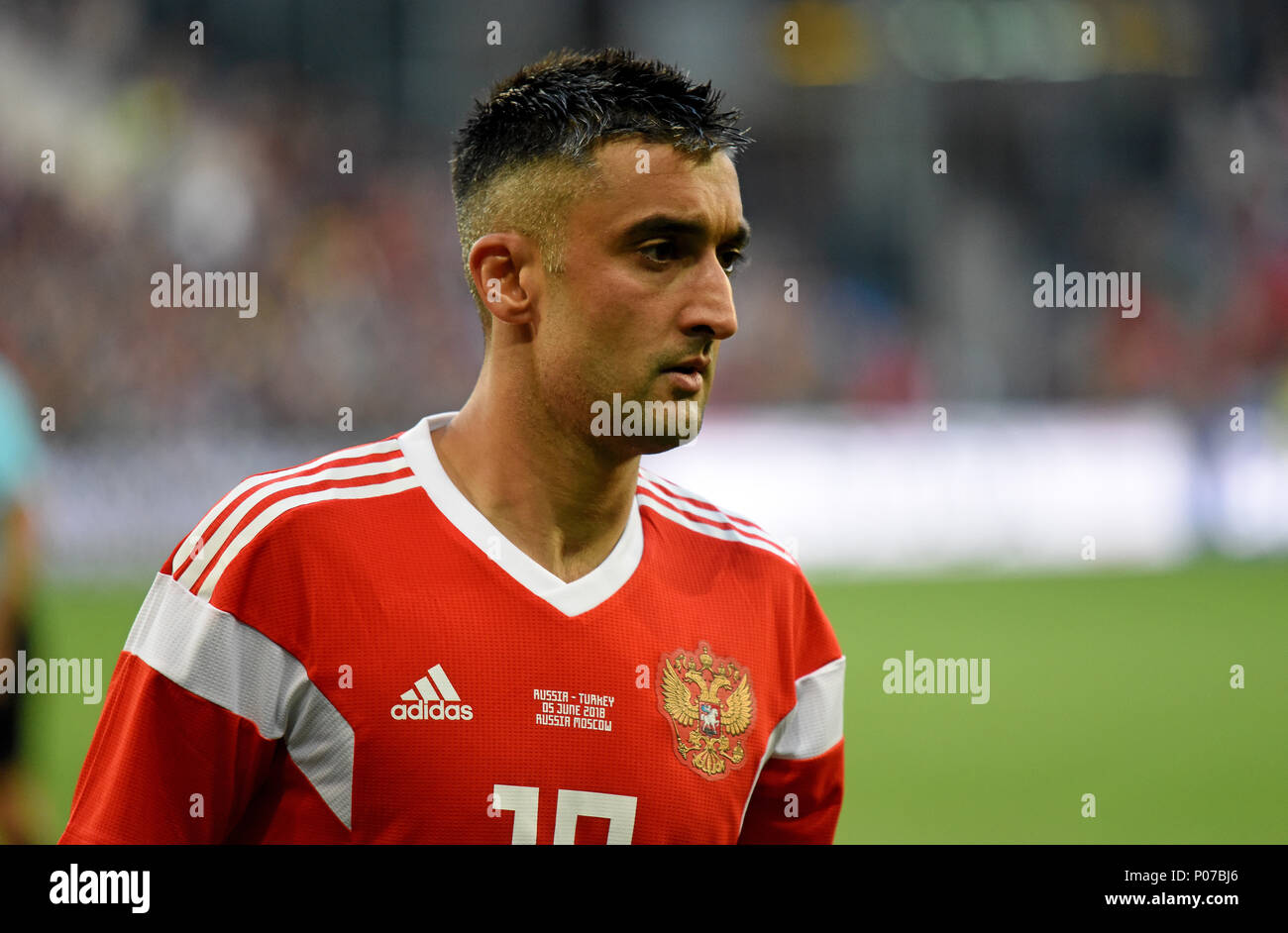 Moscow, Russia â€“ June 5, 2018. Russian football player Aleksander Samedov during international friendly against Russia at VEB Arena stadium in Mosco Stock Photo