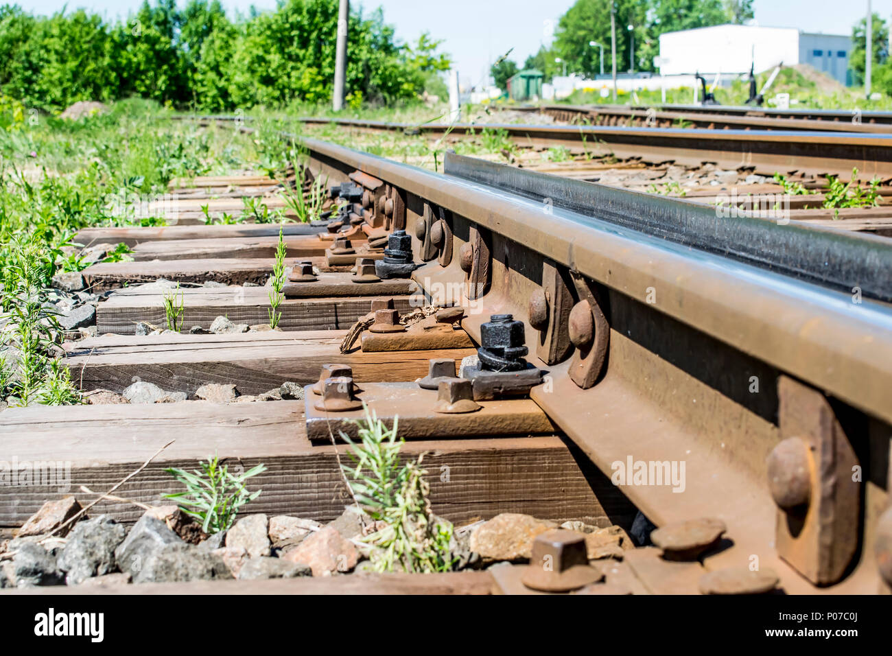 Wooden sleepers on the railway in the 20th century, rails of sleepers