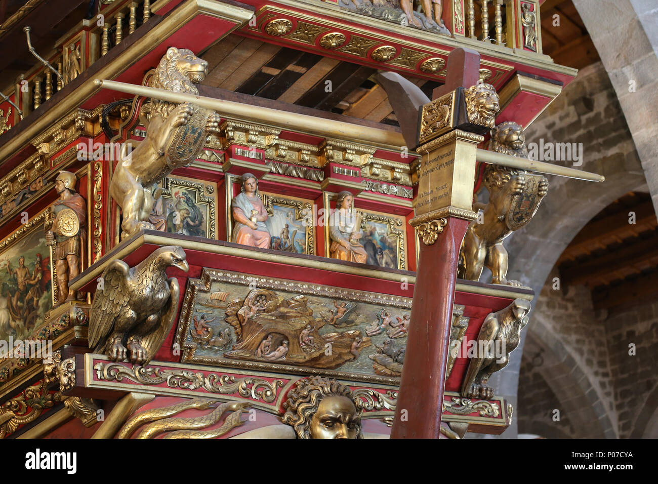 Galley Real, Don Juan's flagship at the battle of Lepanto (1571). Stern. Barcelona Maritime Museum. Spain. Stock Photo