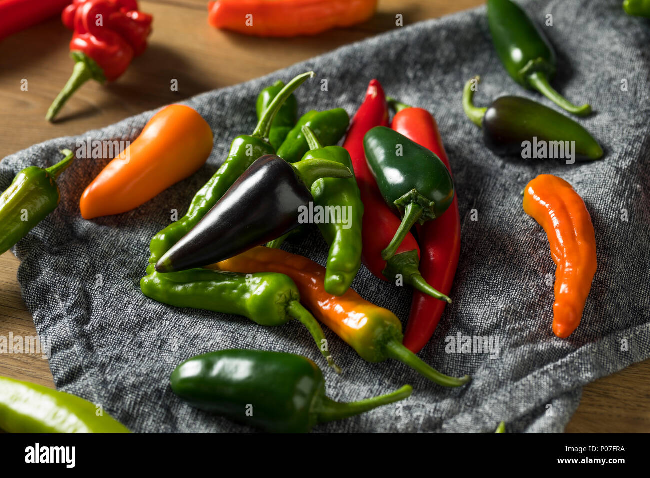 Raw Organic Assorted Hot Peppers Ready to Cook Stock Photo Alamy