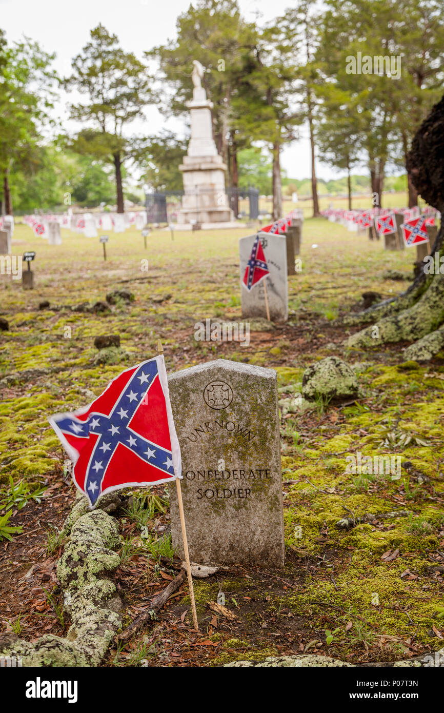 confederate flag on a civil war grave in Georgia. Stock Photo