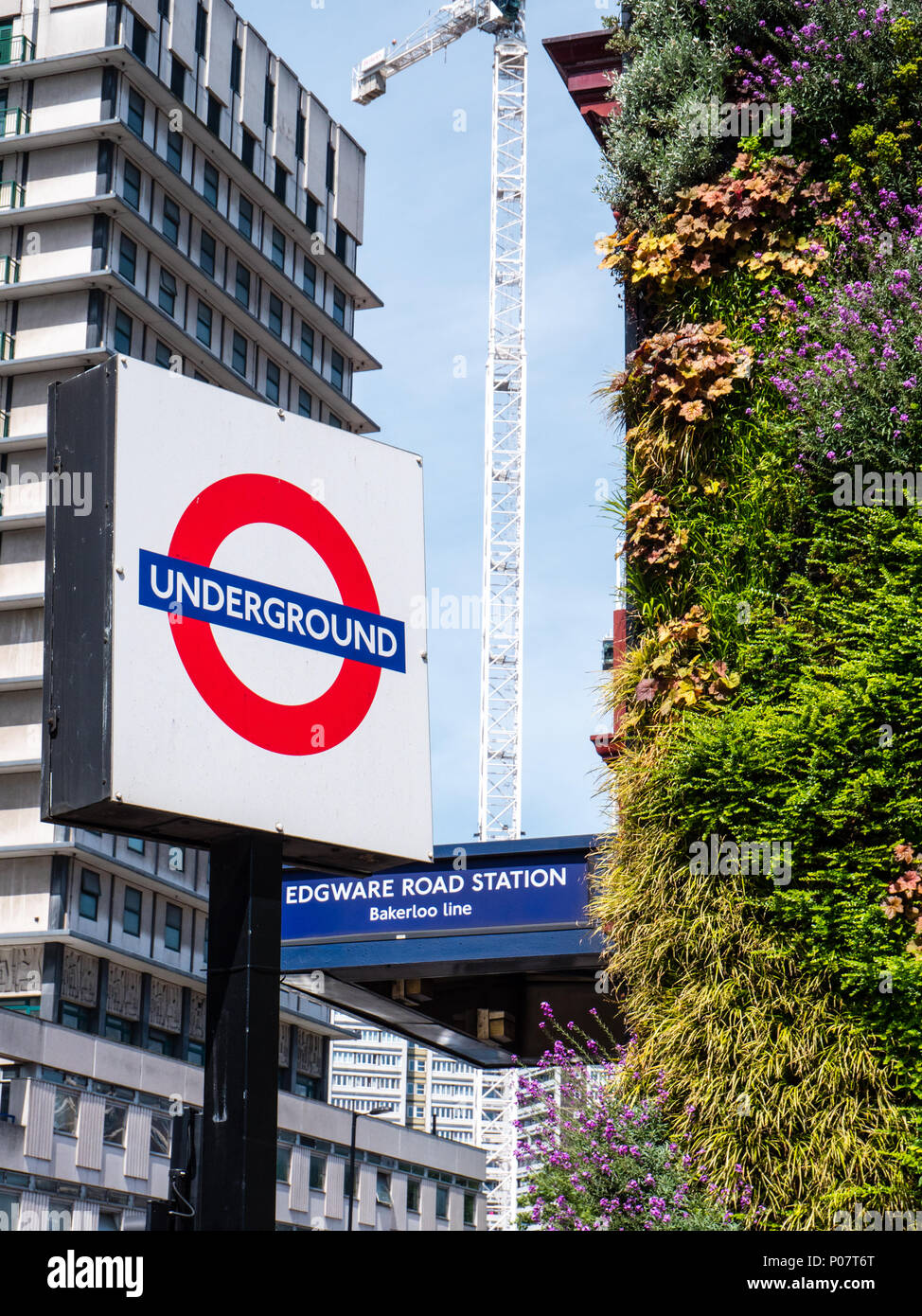 Edgware Road London Underground Station, With Green Wall to Reduce Air