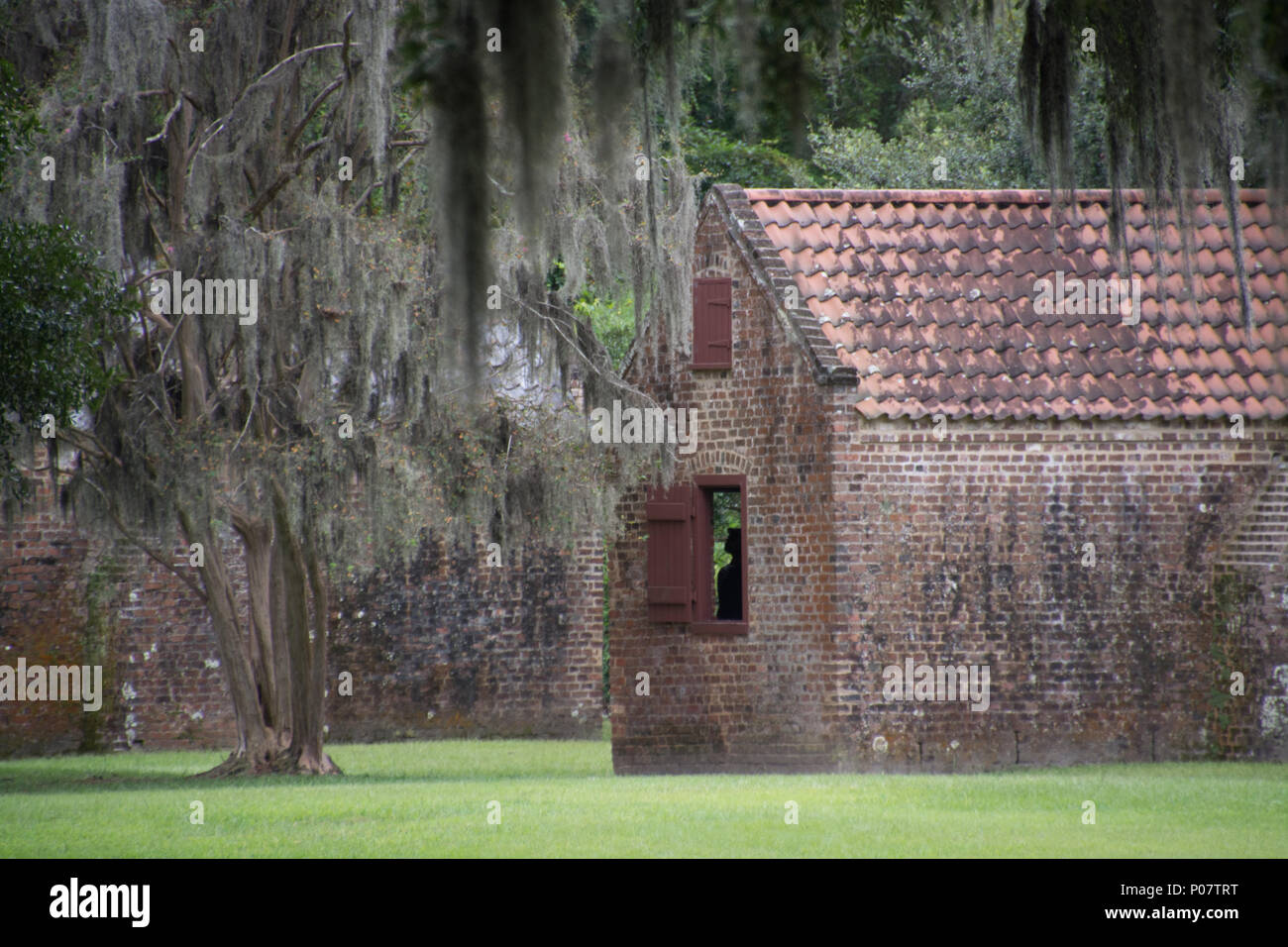 Slave Street, Slave Quarters, Boone Hall Plantation, South Carolina, Mount Pleasant Stock Photo