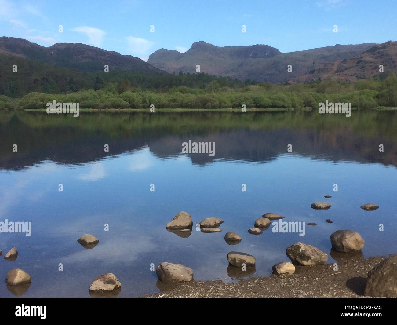 Reflections of Langdales Stock Photo