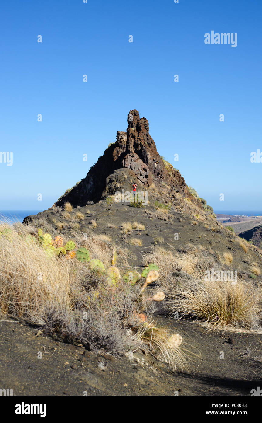 Big rock -Roque Guayedra in Agaete, Gran Canaria, Spain Stock Photo