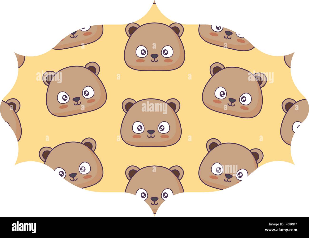 Arabic Frame With Cute Bear Pattern Over White Background Vector Illustration Stock Vector Image Art Alamy