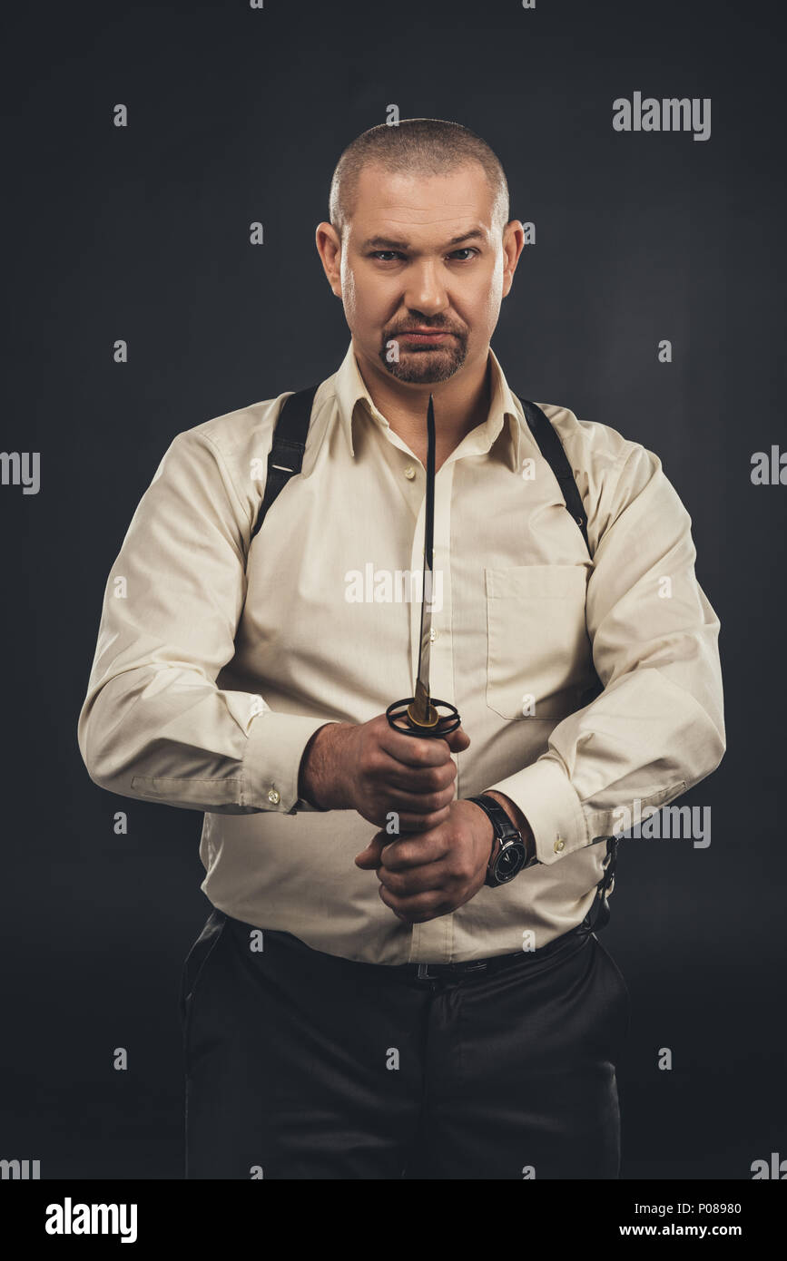 yakuza member with tanto knife looking at camera Stock Photo - Alamy