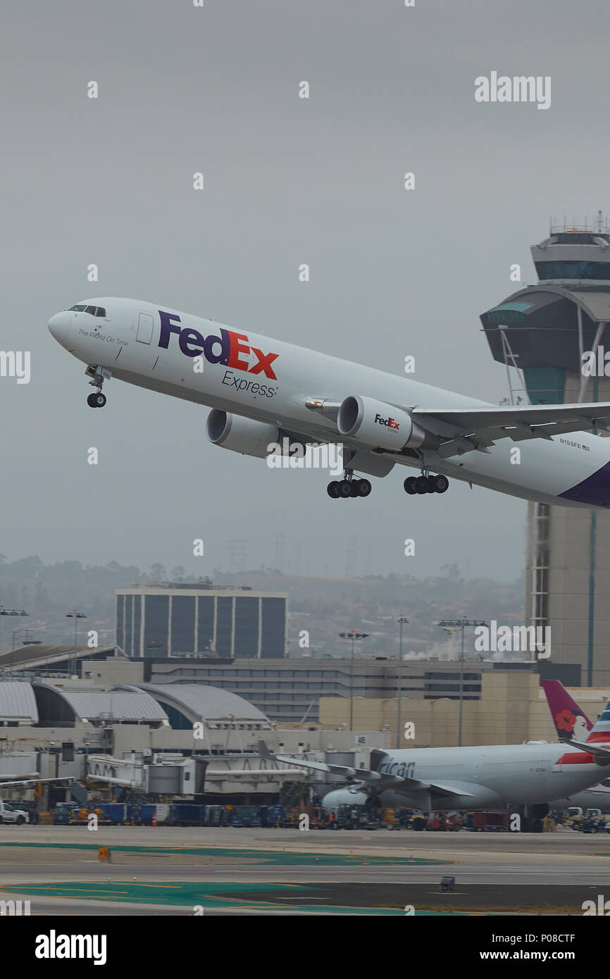 FedEx Express Boeing 767300 Cargo Plane Taking Off From Los Angeles