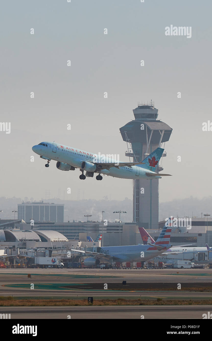 Air Canada Airbus A320 Passenger Jet Taking Off From Los Angeles
