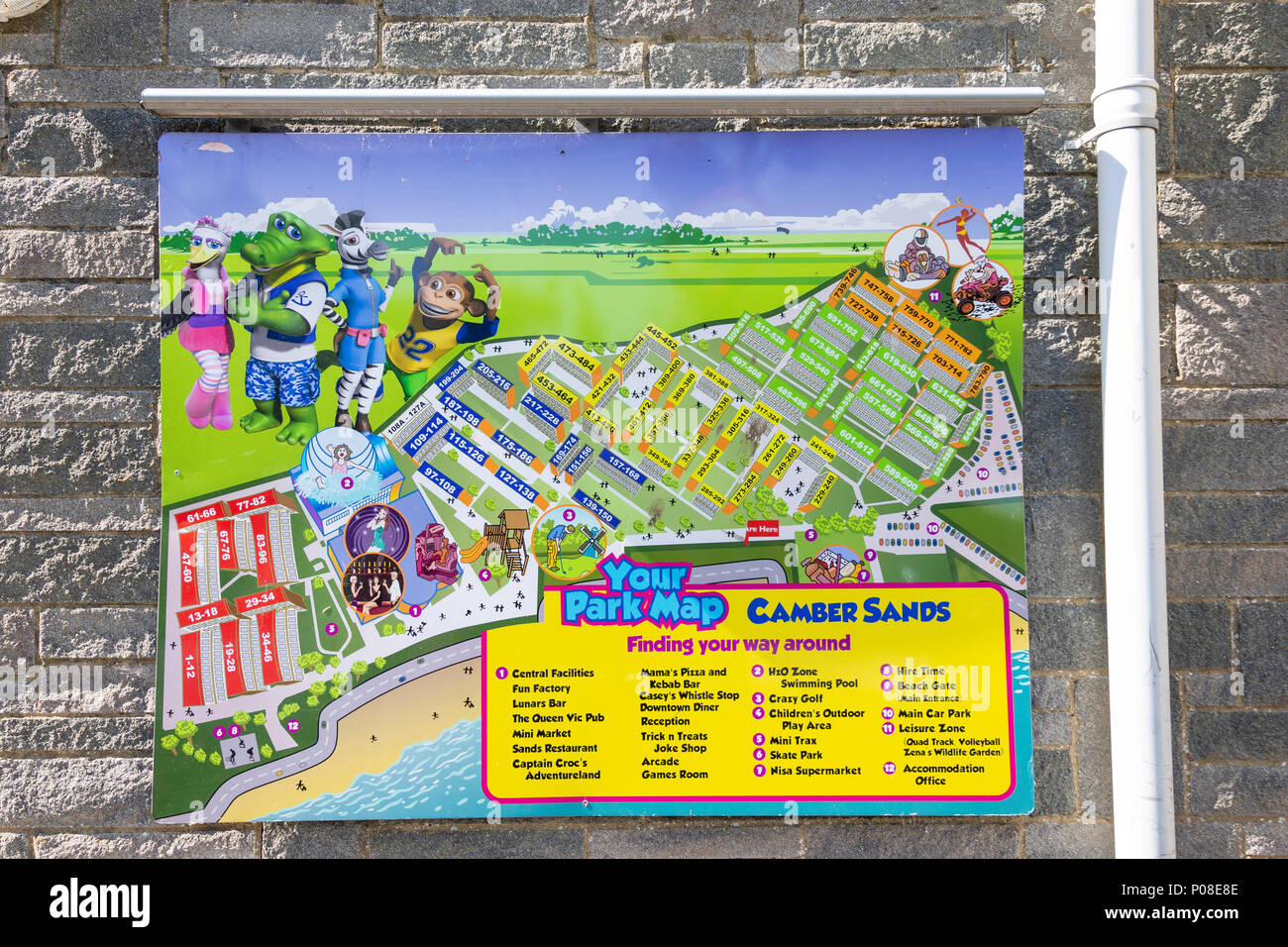 Park map at entrance to Pontins Camber Sands Holiday Park, Camber, East  Sussex, England, United Kingdom Stock Photo - Alamy