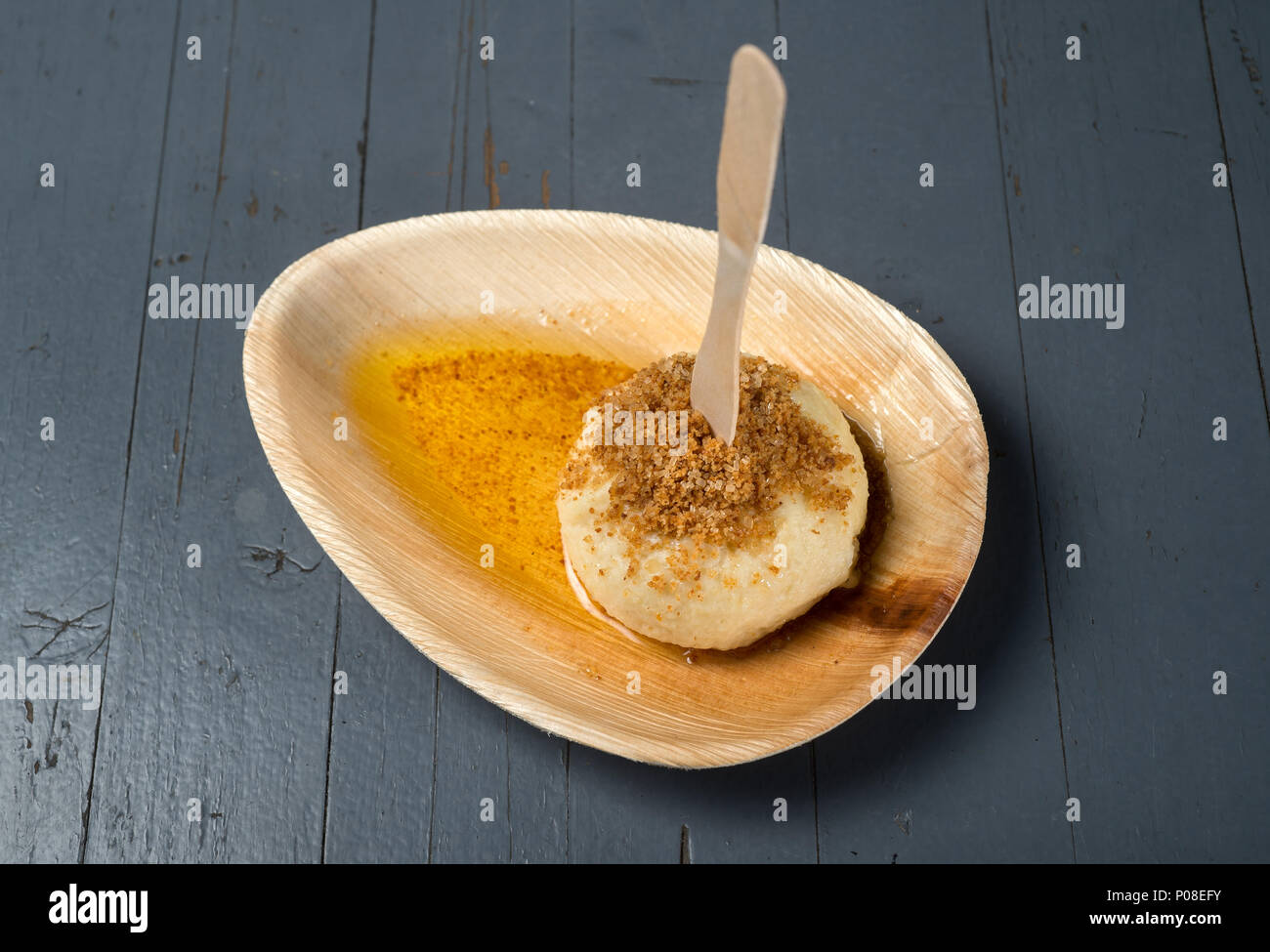 Berlin, Germany, Marillenknoedel with melted butter Stock Photo