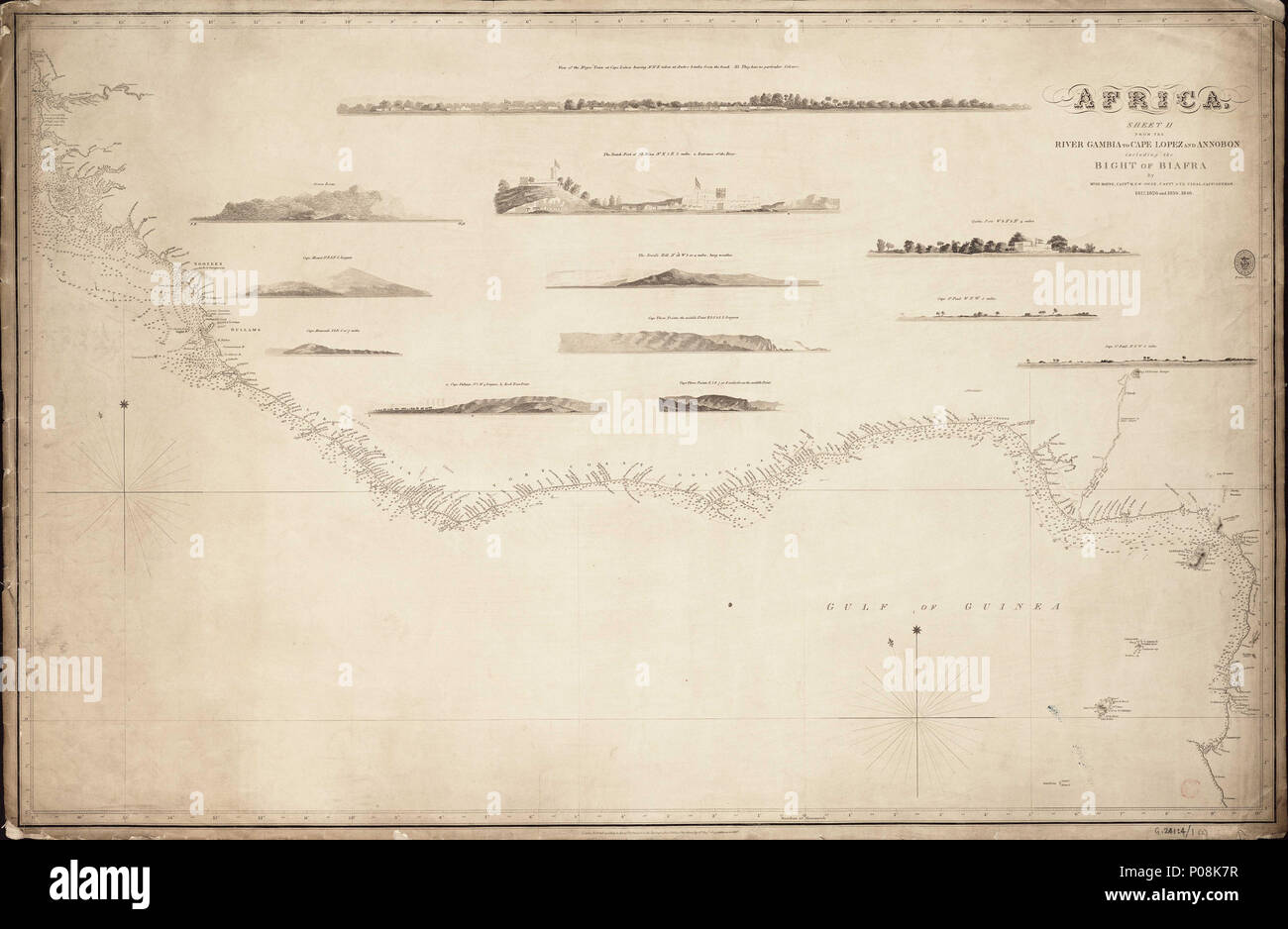 271 Africa Sheet II From the River Gambia to Cape Lopez and Annabona including the Bight of Biafra by Mr DeMayne, Captain WFW Owen, Captain ATE Vidal and Captain Denham 1812, 1826 and 1839-1846 RMG F0133 Stock Photo